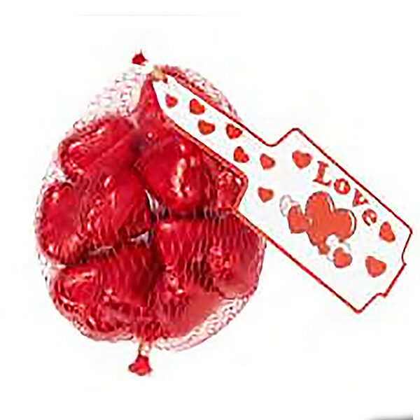 Red Milk Chocolate Hearts In Mesh Bags