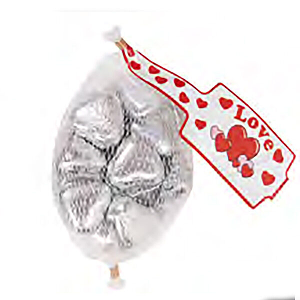 Siver Milk Chocolate Hearts In Mesh Bags