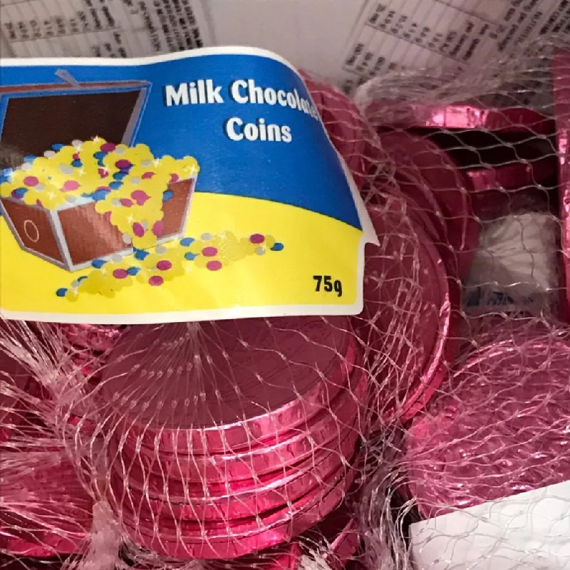 Milk Chocolate Pink Foiled Coins