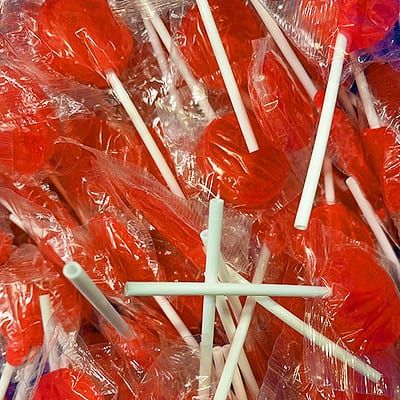 Red Flat Lollipops